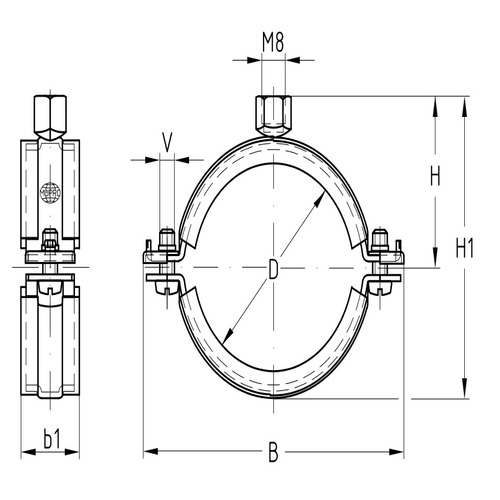 Хомут трубный MUPRO OPTIMAL 3″ Дн88-90 сталь оцинкованная с резиновой прокладкой, присоединительный размер М8/М10