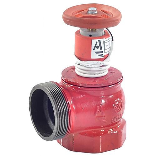 Клапан пожарный Апогей КПЧМ 65-1 Ду65 Ру16 угловой 90° муфта-цапка датчик положения пожарного крана ДППК 27 чугун