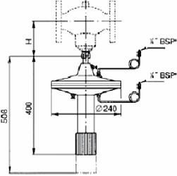 Чертеж Регулятор перепада давления TD 66-8-03 Ду150 Ру16 с регулирующим клапаном