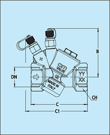 Чертеж Балансировочный клапан Cimberio 790 (Cim 790) Ду32 Ру25 автоматический