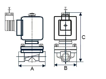 Клапан электромагнитный соленоидный двухходовой прямого действия DN.ru-DHDF11-NO погружной фонтанный, быстрого реагирования Ду32 (1 1/4 дюйм), Ру6 корпус - латунь, уплотнение - NBR, с катушкой серии F 24В