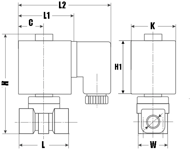 Клапан электромагнитный соленоидный двухходовой миниатюрный DN.ru-DHSM31 прямого действия (НЗ) Ду6-3.0 (1/8 дюйм), Ру10 корпус - латунь, уплотнение EPDM, резьба G, с катушкой S91B 220В