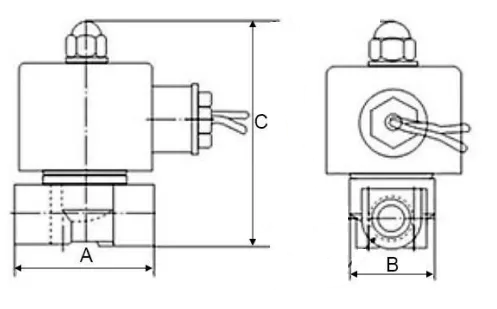 Клапан электромагнитный соленоидный двухходовой DN.ru-DW11 прямого действия (НЗ) Ду10-16 (3/8 дюйм), Ру10 корпус - латунь, уплотнение - EPDM, резьба G, с катушкой 220В