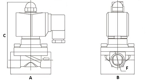 Клапан электромагнитный DN.ru VS231-NT-NC-220VAC 1ʺ Ду25 Ру10, соленоидный двухходовой, корпус - нержавеющая сталь 304, уплотнение - NBR, резьбовой, нормально закрытый, прямого действия, катушка - 220В