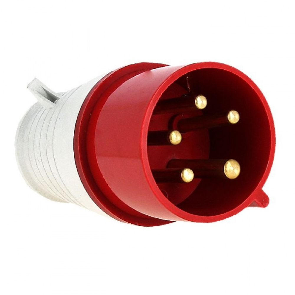 Вилка переносная ЭРА V-32-3P-PE-N-IP44 сила тока 32 А, номинальное напряжение 380 В, IP44, красная