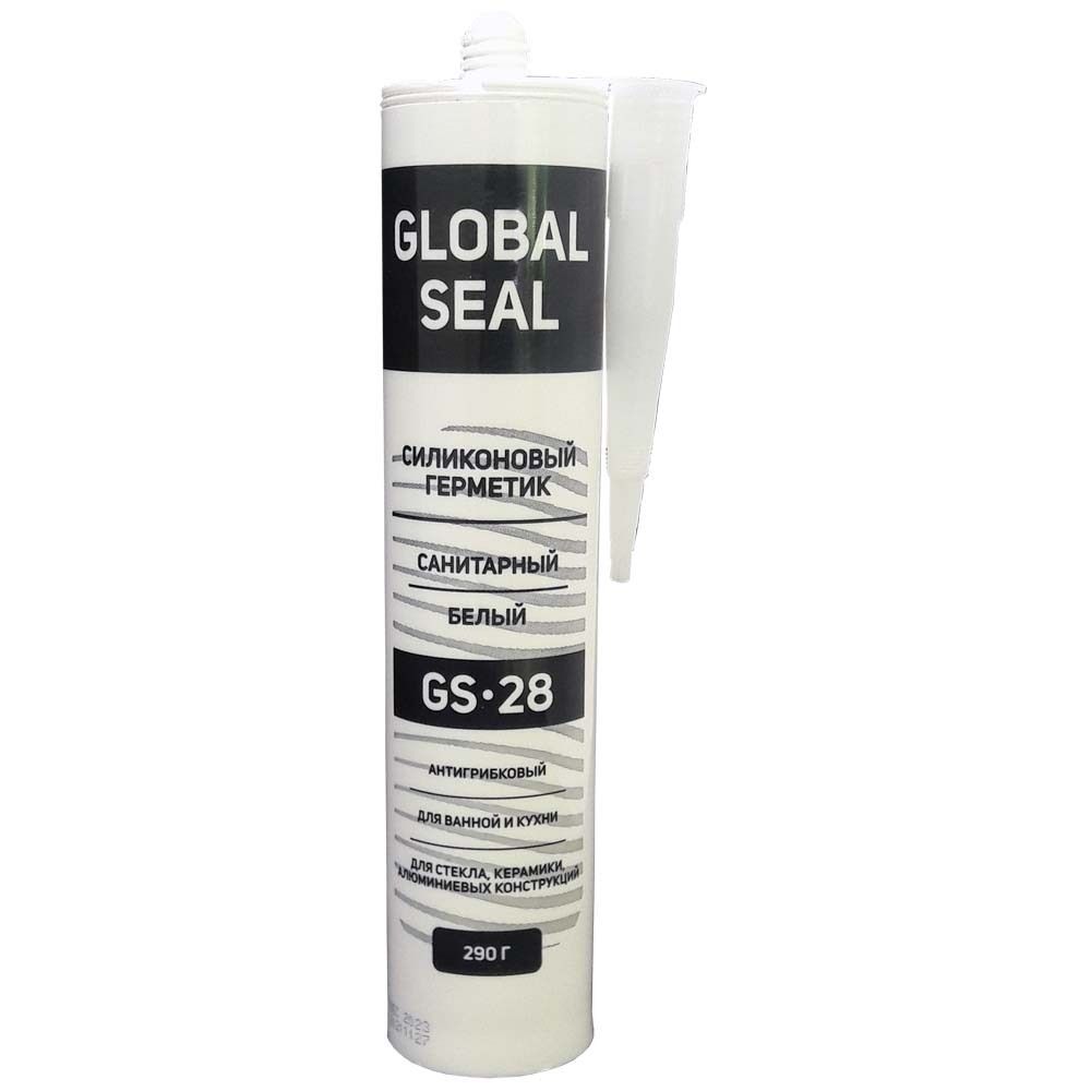 Герметик GlobalSeal GS28 290 гр силиконовый, санитарный, белый