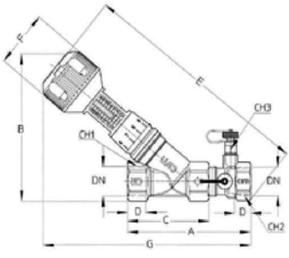 Чертеж Клапана балансировочного Cimberio 737 (Cim 737) Ду25 Ру16