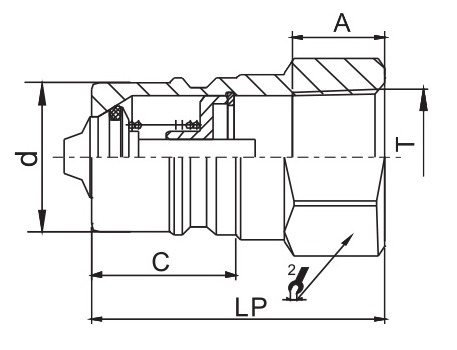 Муфта быстроразъемное соединение LSQ нипель-S2-PF-BSP 3/8″ Ду10 Ру350 стальная, уплотнение - NBR, присоединение - резьба BSPT