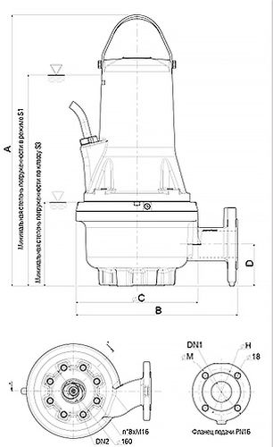 Насос канализационный DAB FKC одноканальное рабочее колесо, диаметр выходного отверстия - 80 мм, номинальная мощность - 55 кВx10, 4-х контактный, трехфазный, частоста напряжения-5 Гц, степень натяжения-400Y/D