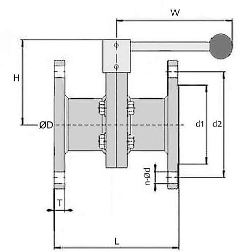 Затвор дисковый NewKey DZfEPDM 3/4″ Ду20 Ру8 фланцевый, корпус - нержавеющая сталь AISI304 (CF8), уплотнение - EPDM