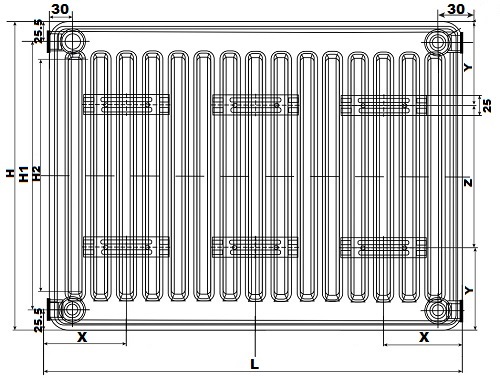 Радиатор Oasis Pro PB 21-3-28 300x2800 мм настенный, панельный, присоединение резьбовое - 1/2