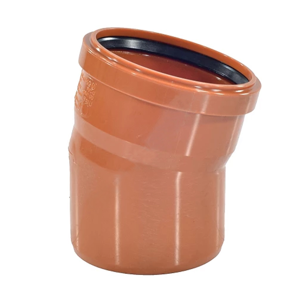 Отвод НПВХ Ostendorf Дн110 угол 15 градусов раструбный для наружной канализации, безнапорный, коричневый