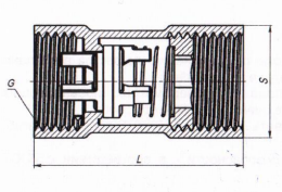 Клапан обратный пружинный Пензапромарматура КОП 1/2″ Ду15 Ру16 латунный, резьбовой, затвор - латунь