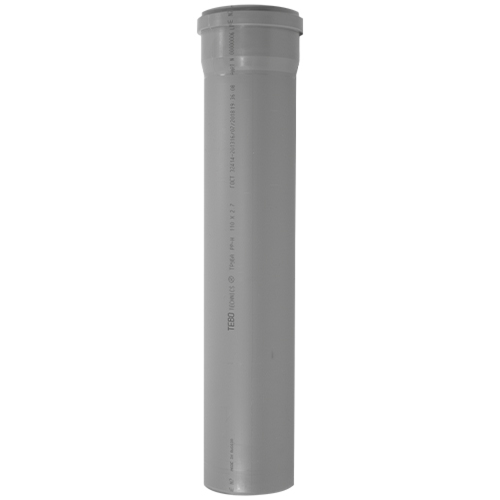 Труба TEBO Дн110х2.7 мм, длина 2000 мм, полипропиленовая, для внутренней канализации, с раструбом