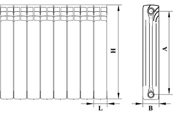 Радиатор алюминиевый секционный Benarmo AL 500/78 S19 12 секций RAL 9016 (цвет: белый) боковое подключение, универсальное