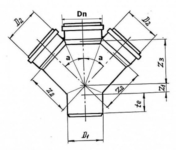 Крестовины одноплоскостные Политэк Дн50-110 90° для внутренней канализации