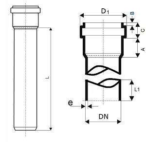 Труба внутренняя канализационная Дн110 (2.7 мм) длиной 0,25 метра Политэк из полипропилена