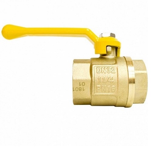 Кран шаровой STI для газа 1 1/2″ Ду40 Ру16 муфтовый (муфта-муфта) полнопроходной, рычаг, корпус - латунь