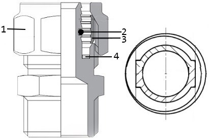 Соединитель обжимной латунный STI Ду16х1/2″ Ру25, внутренняя резьба