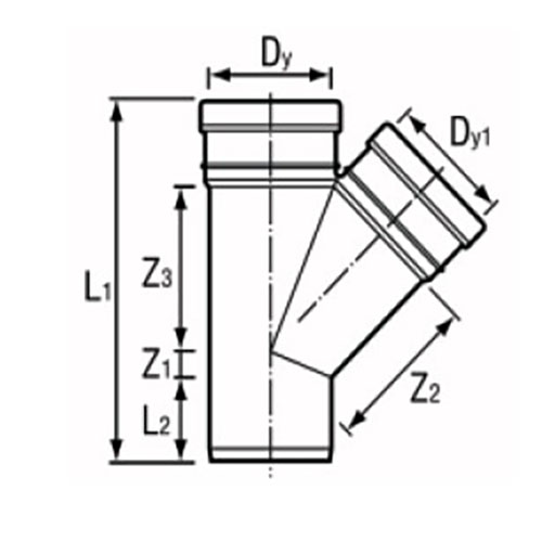Тройники Агригазполимер Ду110x110 - 315x315 45° для наружной канализации, корпус - НПВХ