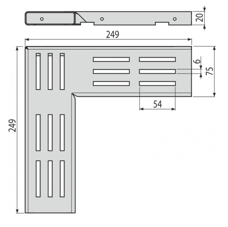Решетка для дренажного желоба Alca Plast 75 мм угловая, 15отв х 324мм2, оцинкованная сталь