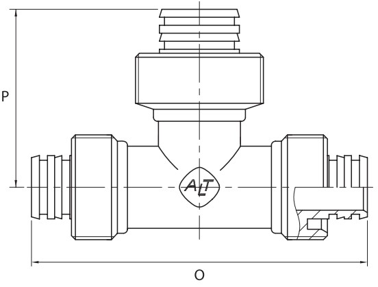 Тройник ALTSTREAM Дн20х20х16 Ру20 для металлопластиковых труб, редукционный, присоединение компрессионное, корпус – никелированная латунь