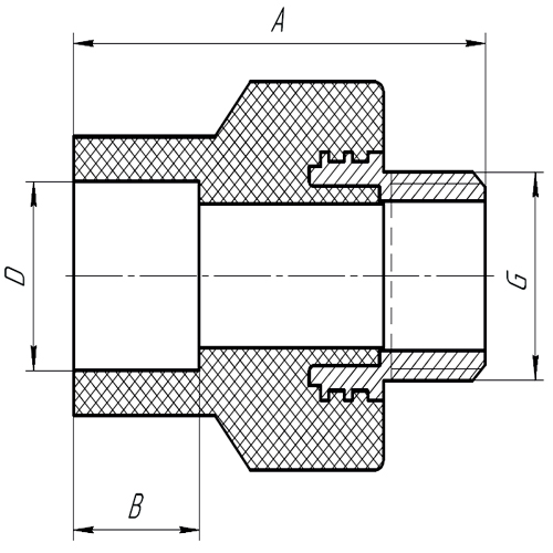 Муфта PP-R комбинированная AQUALINK Дн25x1/2” Ру25 белая наружная резьба