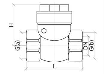 Эскиз Клапан обратный поворотный Aquasfera заслонка латунь/EPDM 1″ Ду25 Ру40