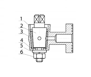 Эскиз Кран для манометра трехходовой Aquasfera 1061 (аналог 11Б38бк) Ду15 Ру16 латунный, внутренняя резьба G1/2″ - М20х1,5 без рукоятки с фланцем под манометр  (1061-01)