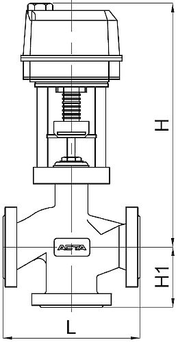 Клапан регулирующий трехходовой АСТА Р323 ТЕРМОКОМПАКТ Ду250 Ру16 с электроприводом ЭПР-210 220B (3-х поз. сигнал)