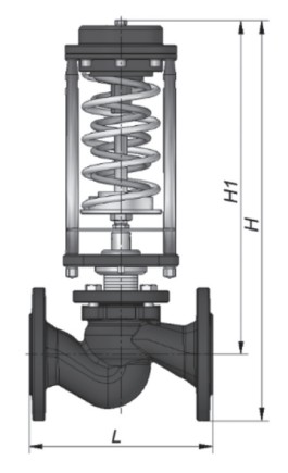 Регулятор давления Broen TD57-FA-065 ″до себя″ Ду65 Ру16, с импульсной трубкой и фитингом, диапазон настройки - 3-9 бар, фланцевые, корпус - чугун