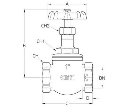 Клапан запорный Cimberio 81L 2 1/2″ Ду65 Ру16 внутренняя резьба, с PTFE диском, корпус - бронза