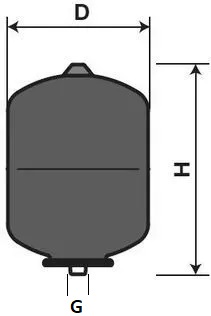 Бак мембранный CIMM ACS CE 3/4″ 8л Ру10 вертикальный, с фланцевым креплением, корпус — сталь