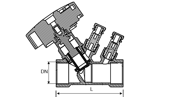 Клапан балансировочный DN.ru VB0000P-T 1/2ʺ Ду15 Ру16, корпус - латунь, муфтовый