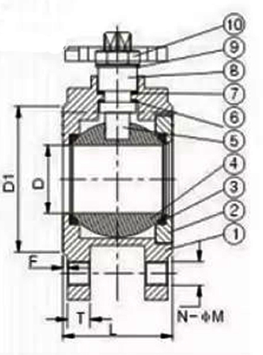 Кран шаровой DN.ru КШмФП.316.200 Ду50 Ру16 нержавеющий, полнопроходной, межфланцевый, с ISO-фланцем и редуктором DN.ru HAM-1