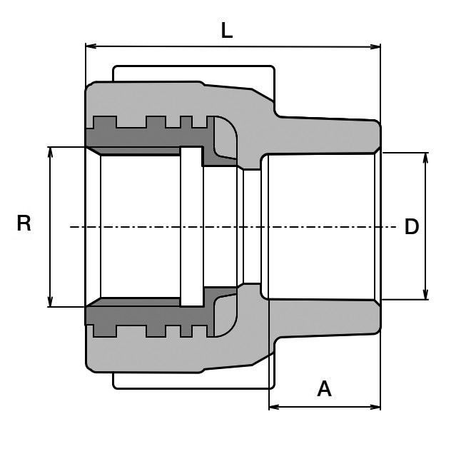 Муфты PP-R переходные комбинированные Ekoplastik Дн20х1/2″ Ру20 крестовидные ,внутренняя резьба