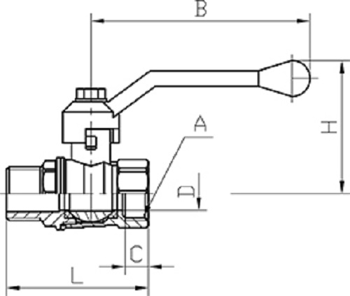 Кран шаровой ГАЛЛОП Стандарт 221 газ 1/2″ Ду15 Ру16 полнопроходной муфтовый, латунный, внутренняя/наружная резьба, управление ручка-рычаг желтая