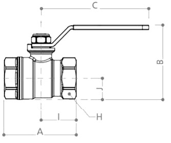 Кран шаровой Gekon GK550 1 1/4″ Ду32 Ру28 стандартнопроходной муфтовый, латунь хромированная,внутренняя/внутренняя резьба, управление ручка-рычаг