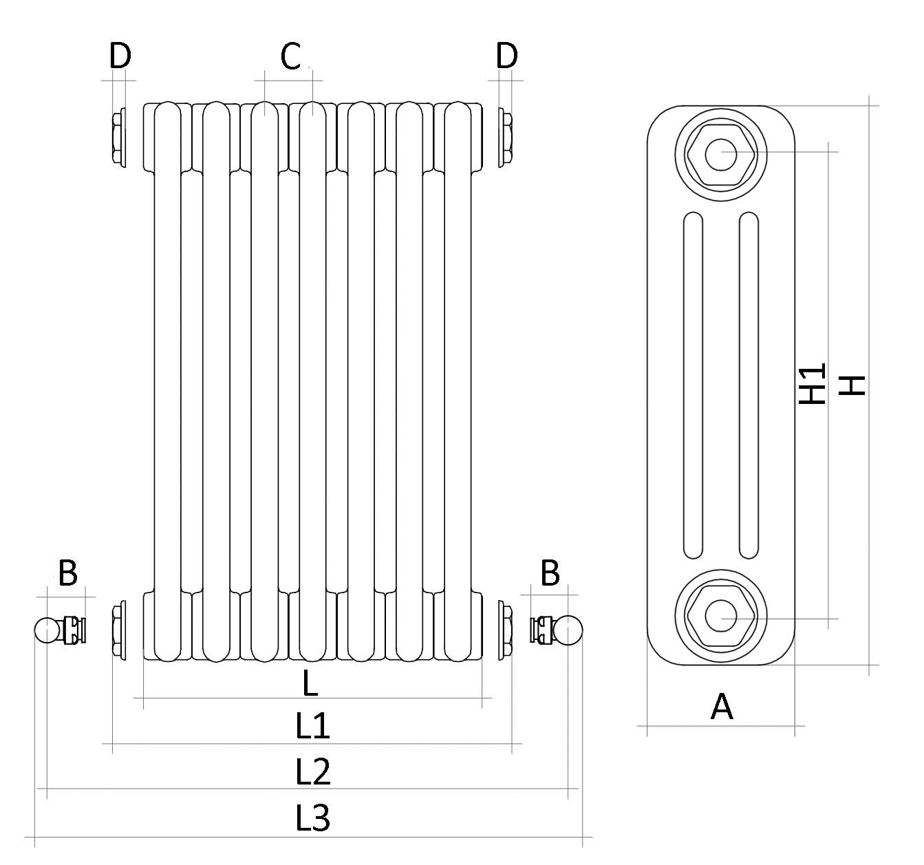 Радиатор стальной трубчатый IRSAP Tesi 3 высота 365 мм, 28 секций, присоединение резьбовое - 1/2″, подключение - боковое Т30, теплоотдача - 1363.6 Вт, цвет - серый манхэттен