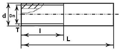 Эскиз Резьба стальная КАЗ 1/2″ Ду15 Ру16 удлиненная L=50мм из труб по ГОСТ 3262-75