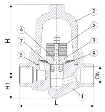 Эскиз габариты и размеры конденсатоотводчик АДЛ Стимакс В32 поплавковый муфтовый (резьбовой)