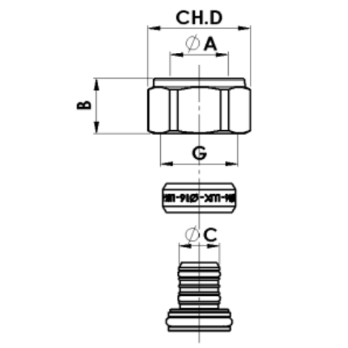 Соединитель компрессионный LUXOR TP 97 Ду16х2 для металлопластиковых труб PEX-AL-PEX, евроконус-резьба W24x19