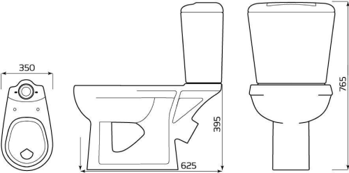 Унитаз-компакт ЛЗСФ Комфорт стандарт белый (арматура, полипропиленовое сиденье, косой выпуск)