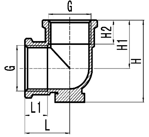 Угольник для труб из сшитого полиэтилена MVI BF.534.04 Дн15х15 Ру40, присоединение - внутренняя резьба, материал корпуса – латунь никелированная