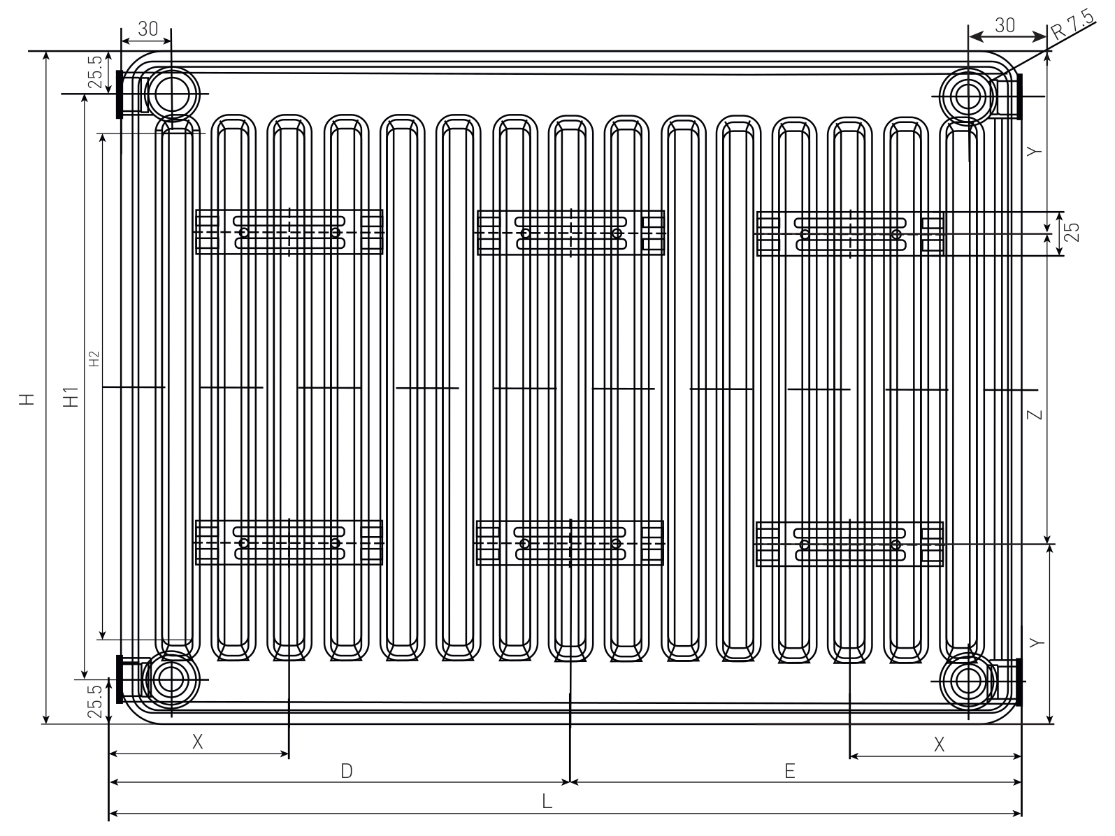 Радиатор стальной панельный Oasis Pro 11-4.5 PB 450х2600 мм настенный, присоединение резьбовое - 1/2″, подключение - боковое, белый