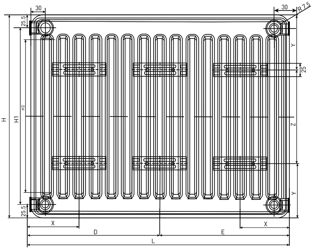 Радиатор стальной панельный Oasis Pro PN 10-5 500x2100 мм настенный, теплоотдача - 1808 Вт, присоединение резьбовое - 1/2″, подключение - нижнее, цвет - белый RAL 9016, гигиеническое исполнение