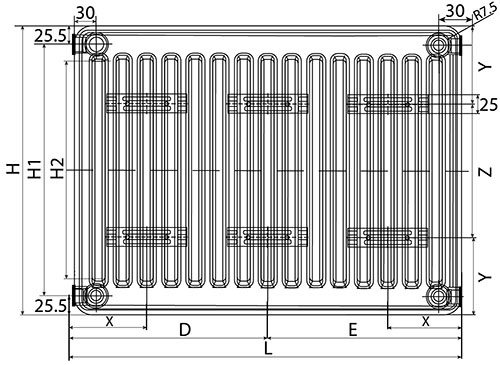 Радиатор стальной панельный Oasis Pro PN 22-5 500x2300 мм настенный, присоединение 1/2″, нижнее подключение, белый