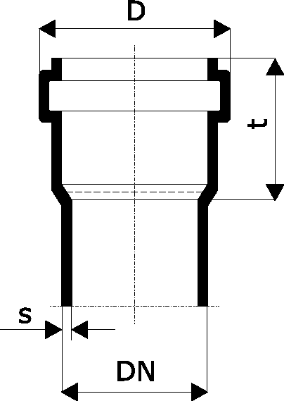 Эскиз Труба Ostendorf система HT Дн32х1.8 безнапорная из PP-H, L=1.5м, белая с раструбом