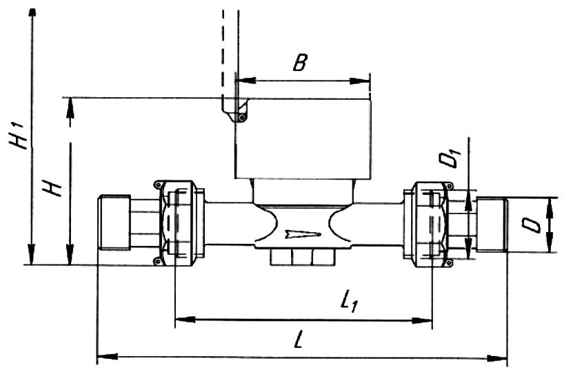 Счетчик холодной воды крыльчатый одноструйный Декаст ОСВХ-40 НЕПТУН Ду40 Ру16 резьбовой, до 50°С, L=190 мм, в комплекте с монтажным набором