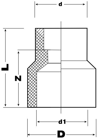Муфта переходная PRO AQUA Дн75х63 Ру25 полипропиленовая, внутренняя/наружная сварка, белая